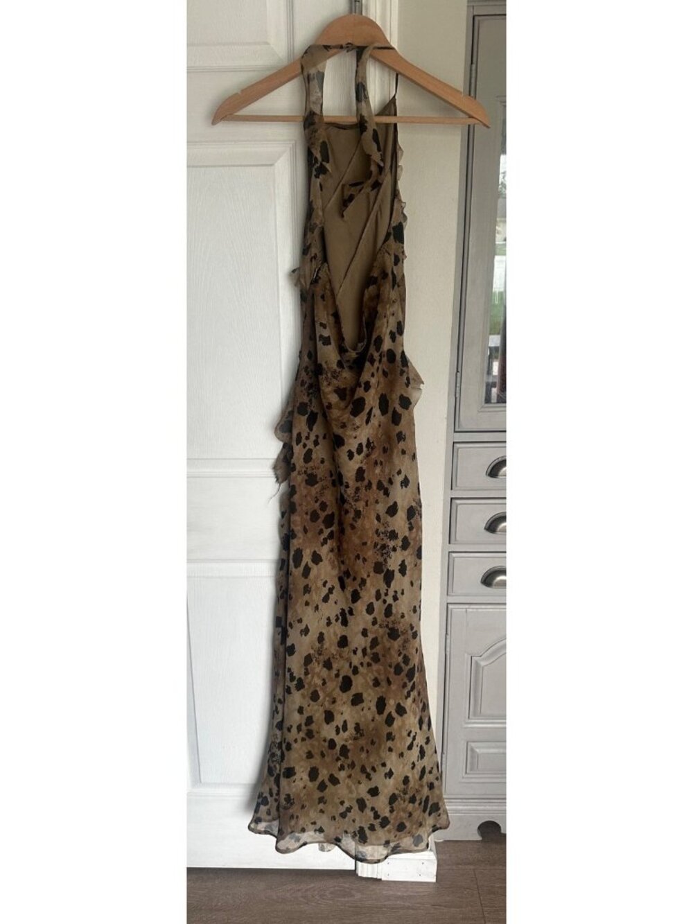 ASOS Size 6 Leopard-Print Ruffle Halter Maxi Dress - Picture 4 of 12